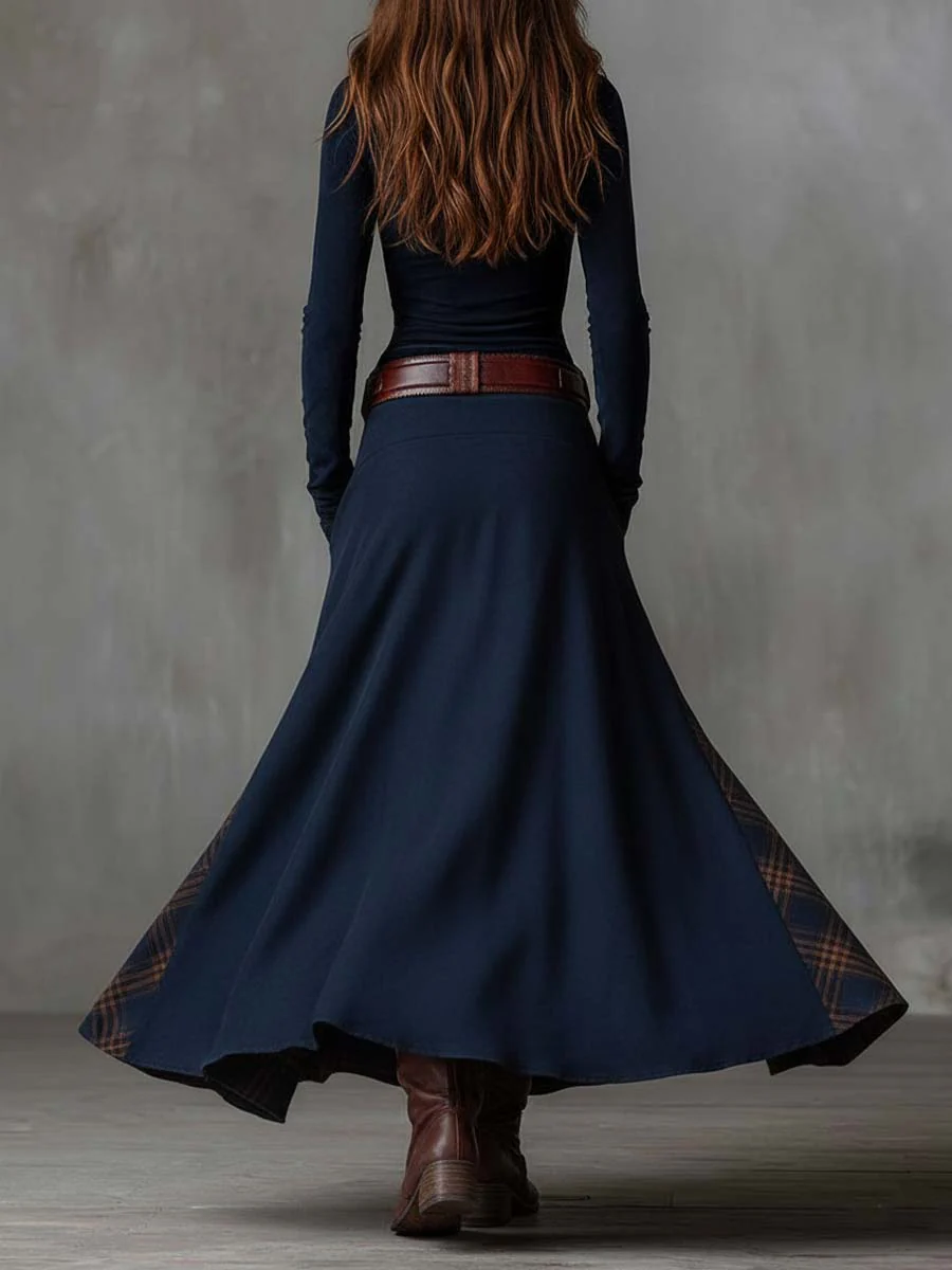 Adèle - Robe maxi en daim avec ceinture