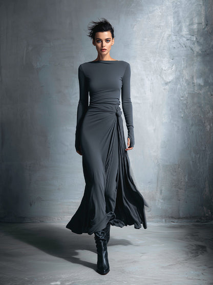 Madeleine | Robe maxi à nœud latéral