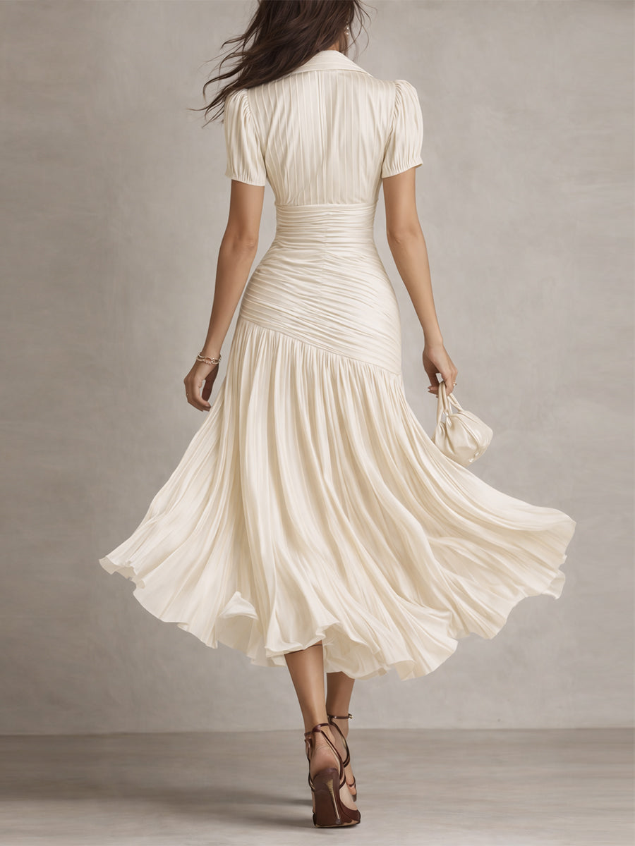 Charlotte | Robe midi rétro et plissée
