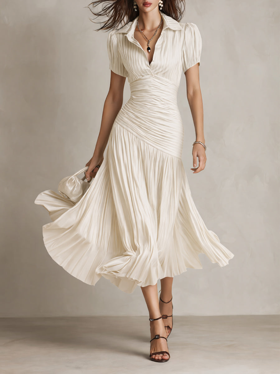 Charlotte | Robe midi rétro et plissée