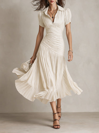 Charlotte | Robe midi rétro et plissée