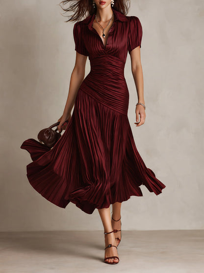 Charlotte | Robe midi rétro et plissée