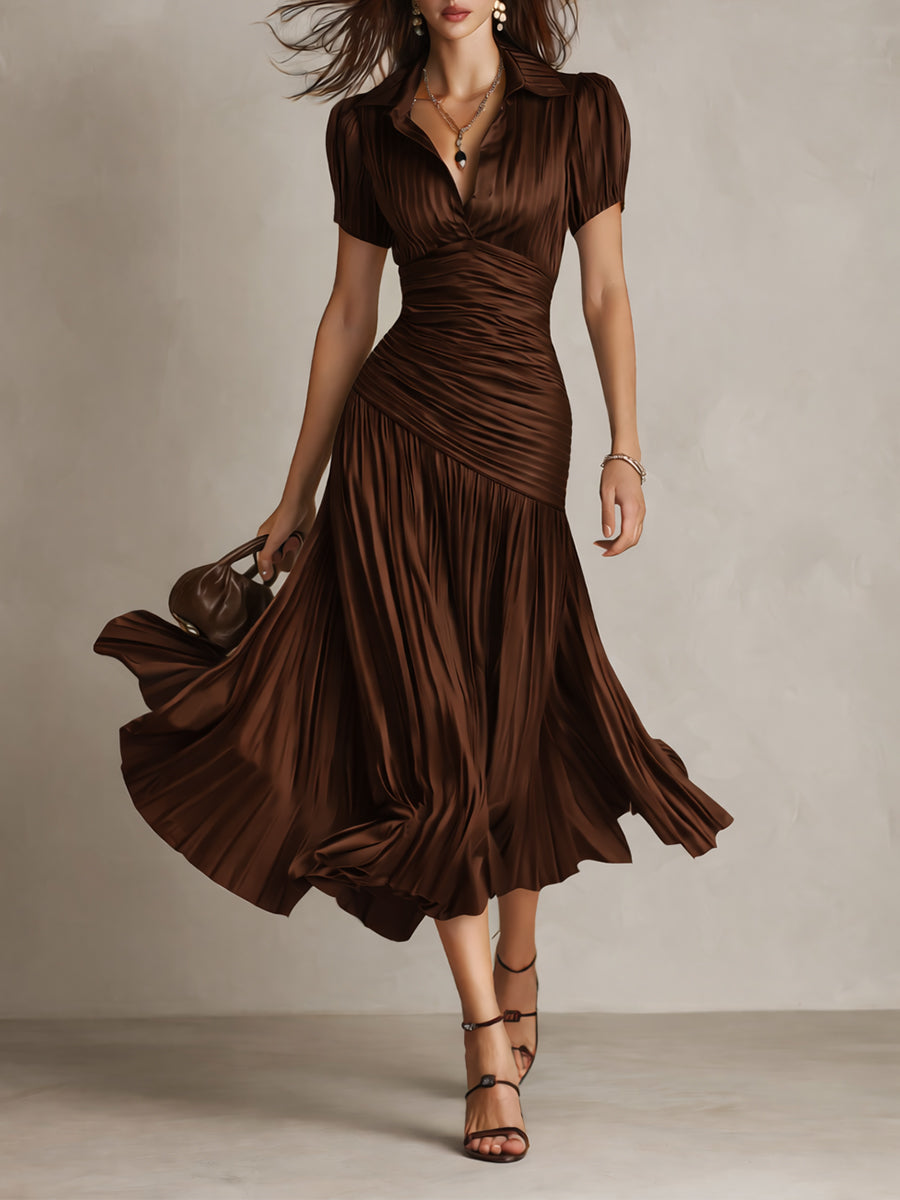Charlotte | Robe midi rétro et plissée