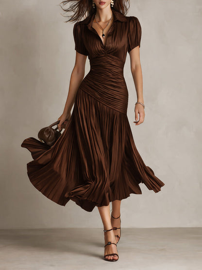 Charlotte | Robe midi rétro et plissée