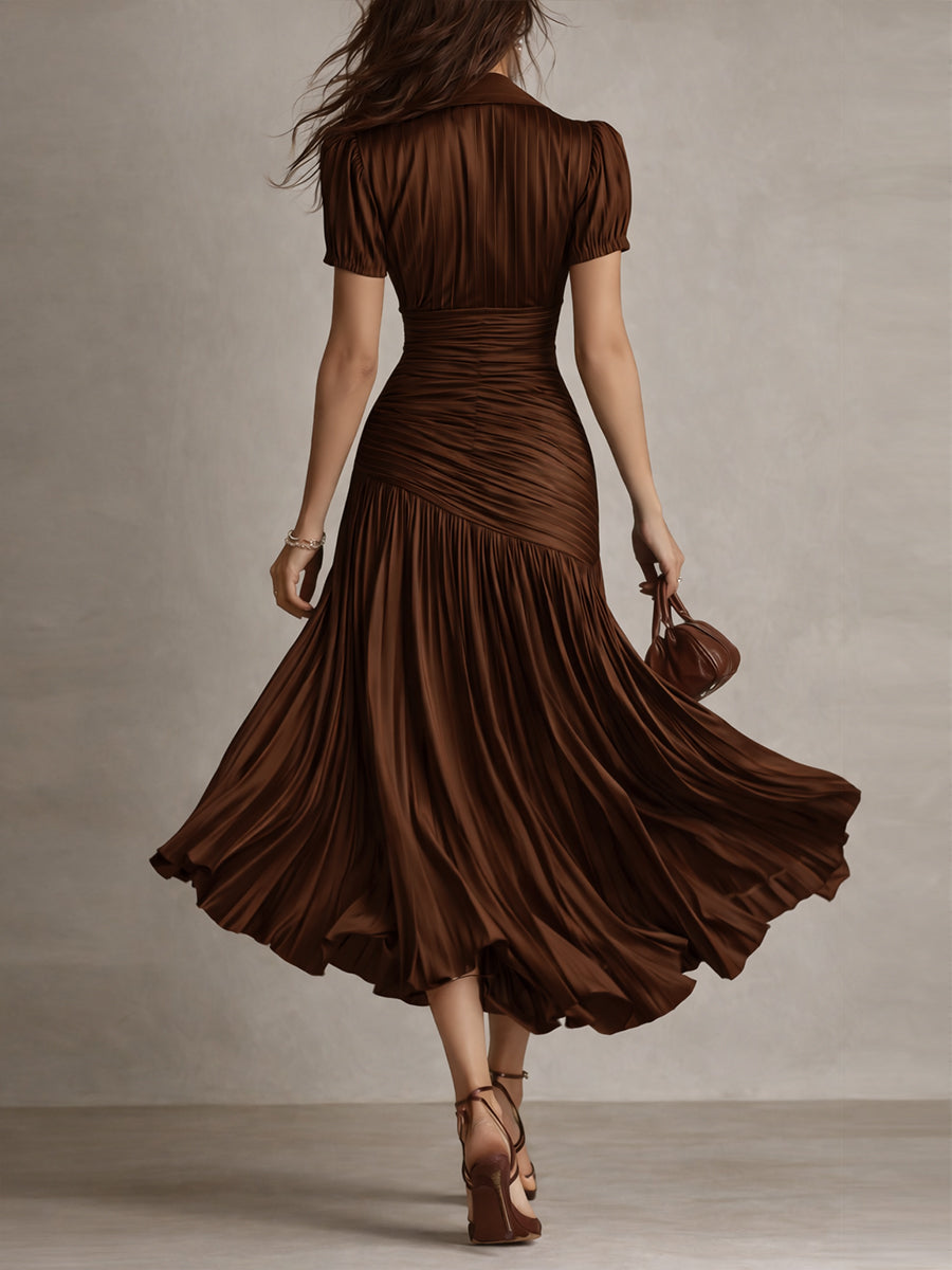 Charlotte | Robe midi rétro et plissée