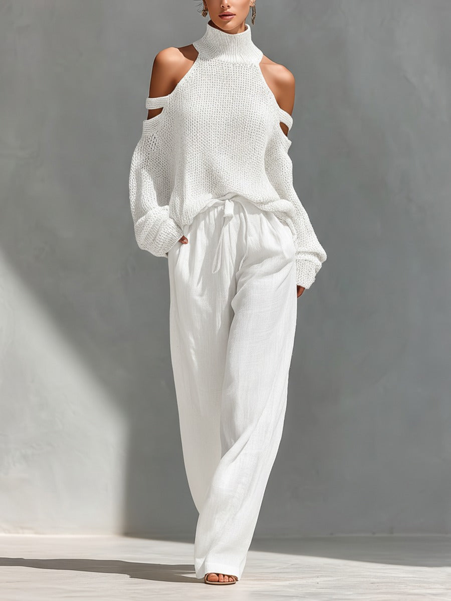 Sophie | Ensemble minimaliste en maille et lin avec coupe élégante