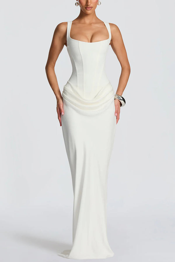 Élodie - Robe maxi à encolure carrée