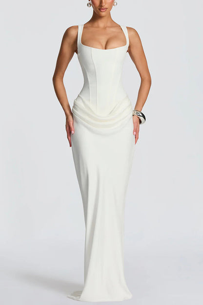 Élodie - Robe maxi à encolure carrée