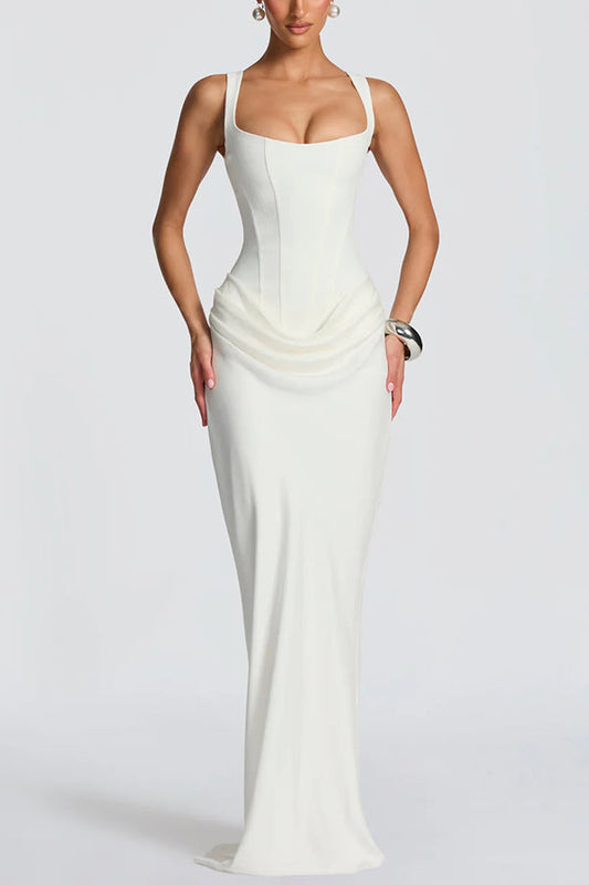 Élodie - Robe maxi à encolure carrée