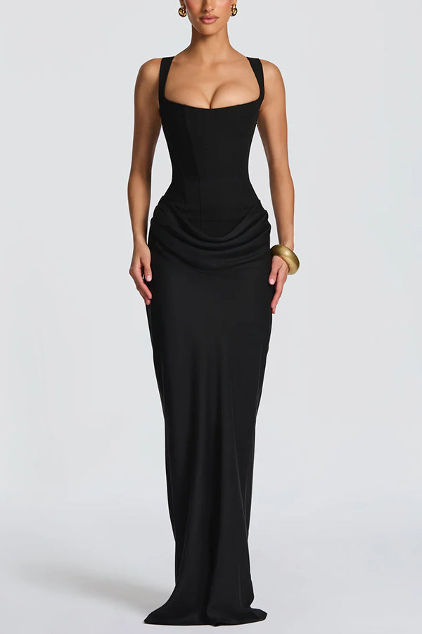Élodie - Robe maxi à encolure carrée