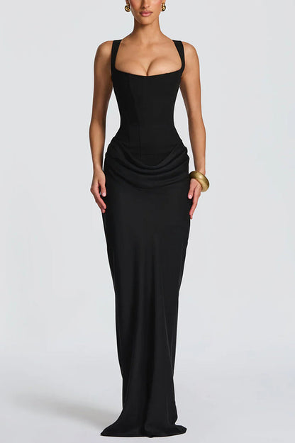 Élodie - Robe maxi à encolure carrée