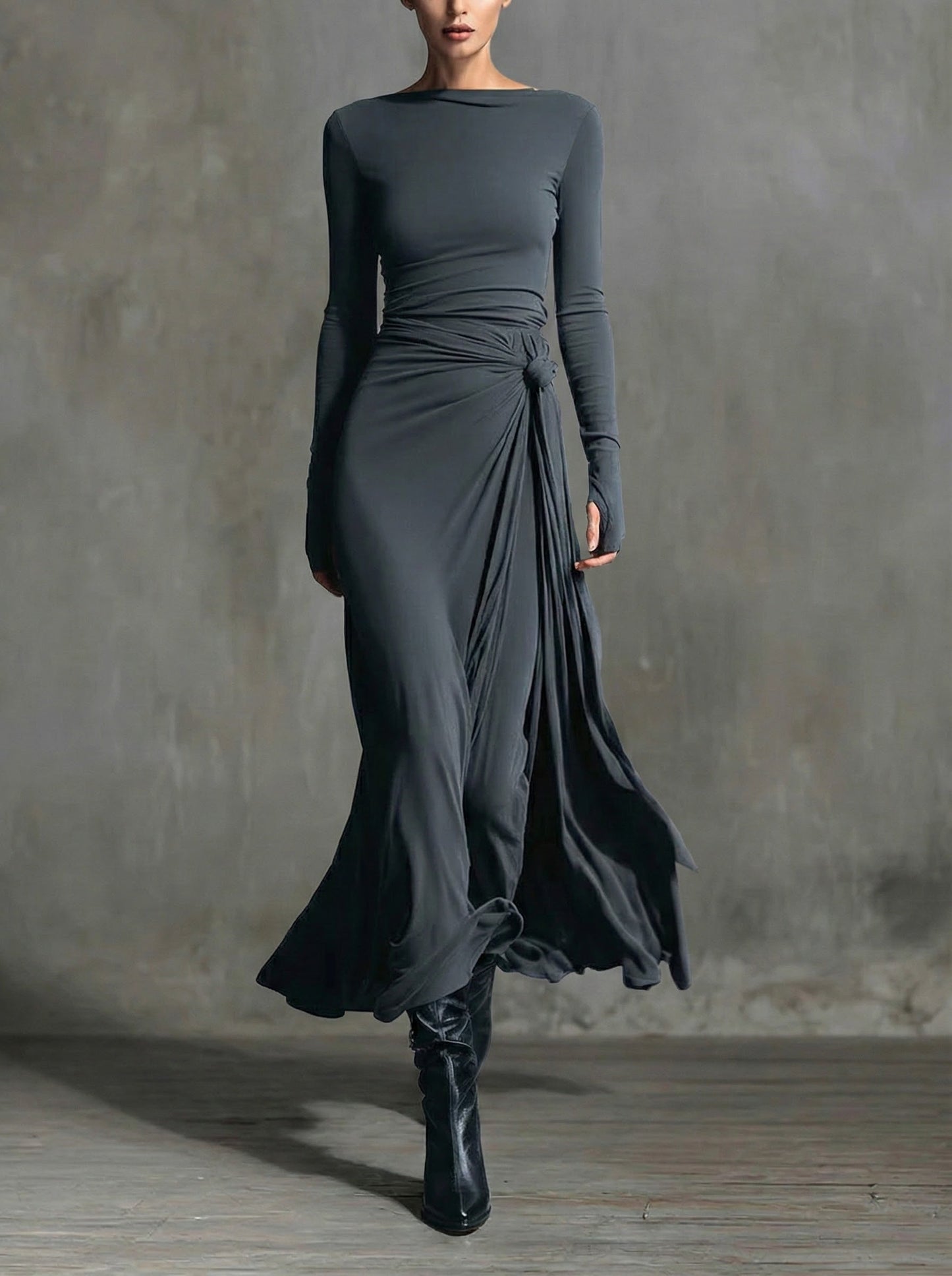 Madeleine | Robe maxi à nœud latéral