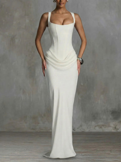Élodie - Robe maxi à encolure carrée