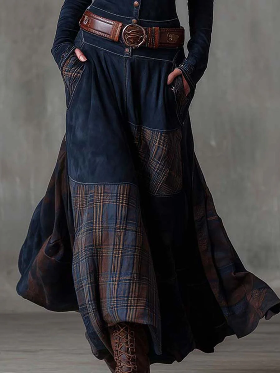 Adèle - Robe maxi en daim avec ceinture